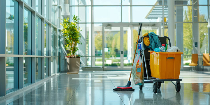 Newly finished commercial space after post-construction cleaning