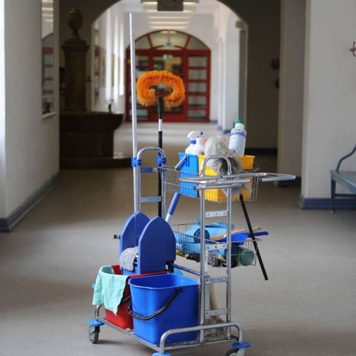 School hallway cleaned for students in Central Ohio